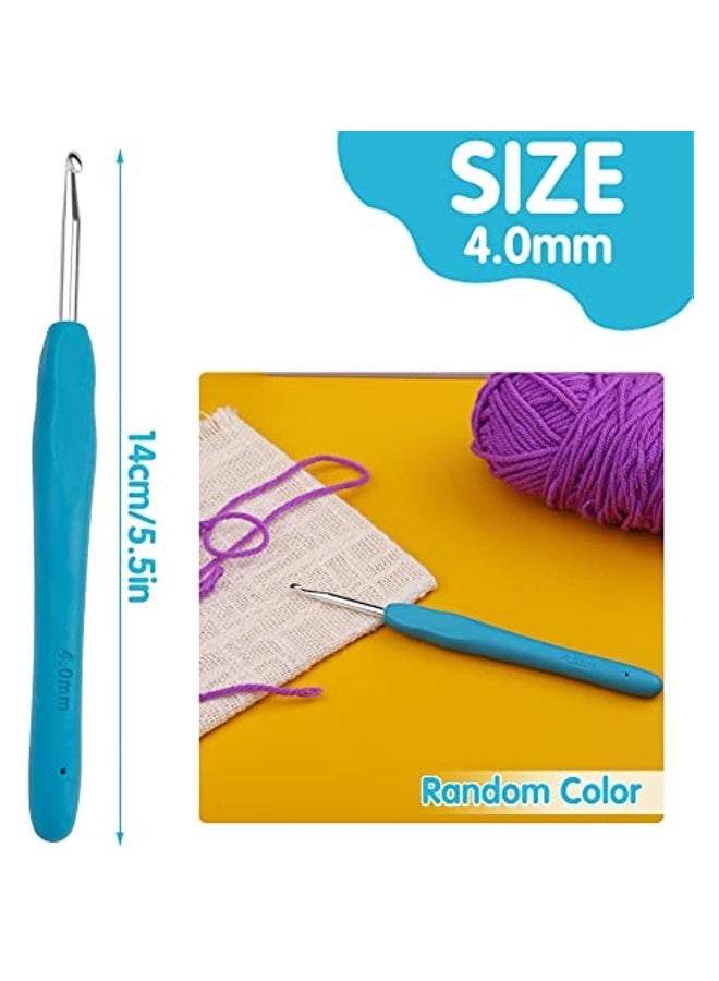 Generic 4.0mm Crochet Aluminum Crochet Rubber Handle Hook Needles Extra Long Knitting Needles With Soft Ergonomic Handle For Beginners And Experienced Crochet Lovers  - Image 2