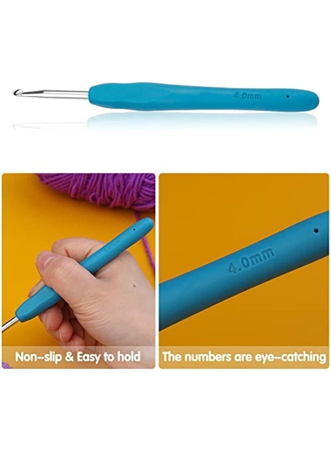 Generic 4.0mm Crochet Aluminum Crochet Rubber Handle Hook Needles Extra Long Knitting Needles With Soft Ergonomic Handle For Beginners And Experienced Crochet Lovers  - Image 5