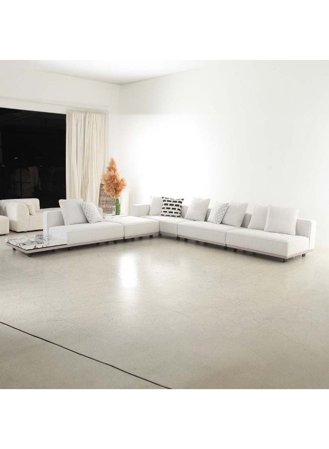 DANUBE HOME أريكة زاوية قماشية V2 أرمادا - أريكة على شكل L مريحة لغرفة المعيشة، غرفة العائلة، المكتب - أريكة حديثة مبطنة مع وسائد ناعمة وقماش متين - بيج - Image 1