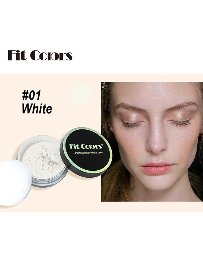 Setting Powder Loose Face Powder Lightweight Soft Smooth Brighten Minimizes Pores Long Lasting Oil Control Loose Powder Makeup For Matte Flawless Finish (WHITE)