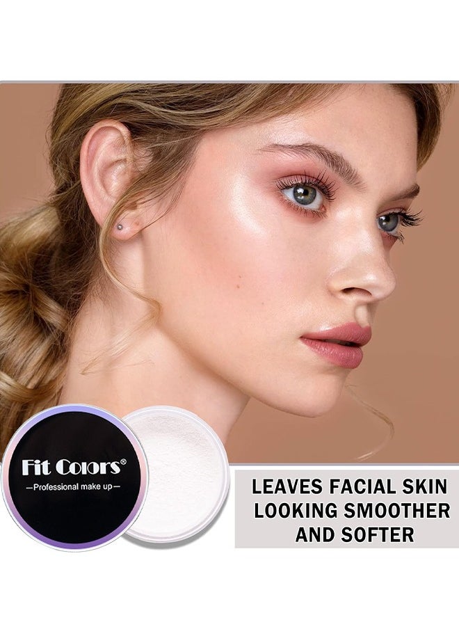 Setting Powder Loose Face Powder Lightweight Soft Smooth Brighten Minimizes Pores Long Lasting Oil Control Loose Powder Makeup For Matte Flawless Finish (WHITE)
