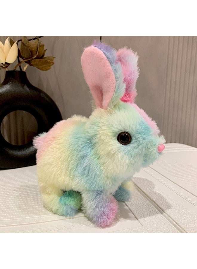YOKA Hopping Rabbit Interactive Electronic Pet, Plush Bunny Toy with Sounds and Movements, Animated Walking, Wiggle Ears, Twitching Nose, Gifts for Toddlers' Birthday (Rainbow) - Image 2