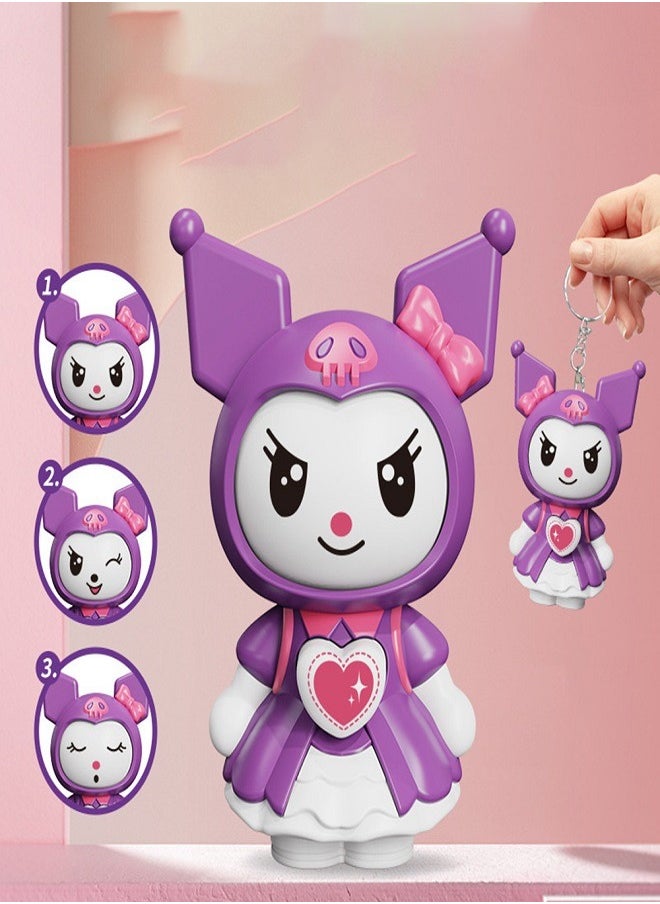 kuromi Kuromi Face Changing Expression Keychain – Super Cute (Purple) 