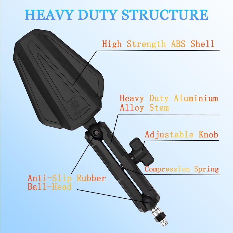 Scerymo Adventure Motorcycle Mirrors, Foldable Motorbike Rear View Side Mirror W/Ball-Head Universal 10MM 8MM Screw and 7/8" Handlebar for ATV ADV Street Dirt Bike Ebike Scooter Quad Off-Road-Motorcycles - Image 4