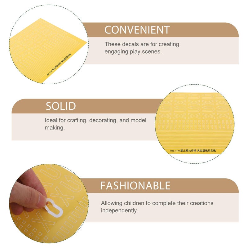 Realistic DIY Road Sign Stickers Yellow Prohibited Turn Street Markings For Models - Image 4