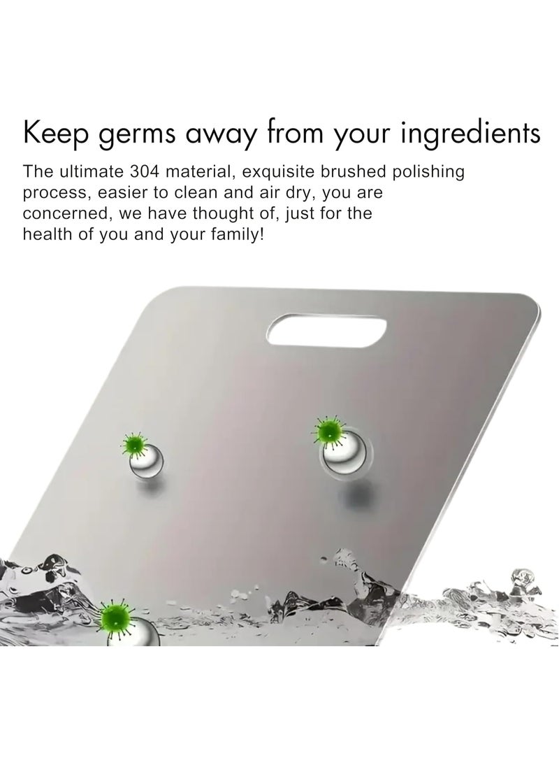 MOMENT Stainless Steel Cutting Board – 34x23cm, Heavy-Duty, Double-Sided, Food-Grade Non-Slip Chopping Board for Kitchen, Meat, Vegetables, and Cheese, Dishwasher Safe - Image 5