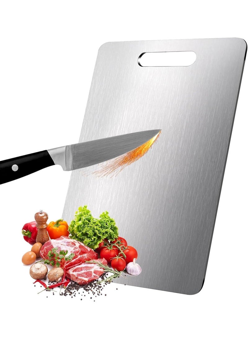MOMENT Stainless Steel Cutting Board – 34x23cm, Heavy-Duty, Double-Sided, Food-Grade Non-Slip Chopping Board for Kitchen, Meat, Vegetables, and Cheese, Dishwasher Safe - Image 1