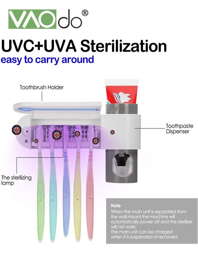 VAOdo UV Toothbrush Sanitizer Holder Sterilizer for All Toothbrushes Wall Mount Sticker Plus Toothpaste Dispenser Wireless for Family Bathroom Kids  - Image 2