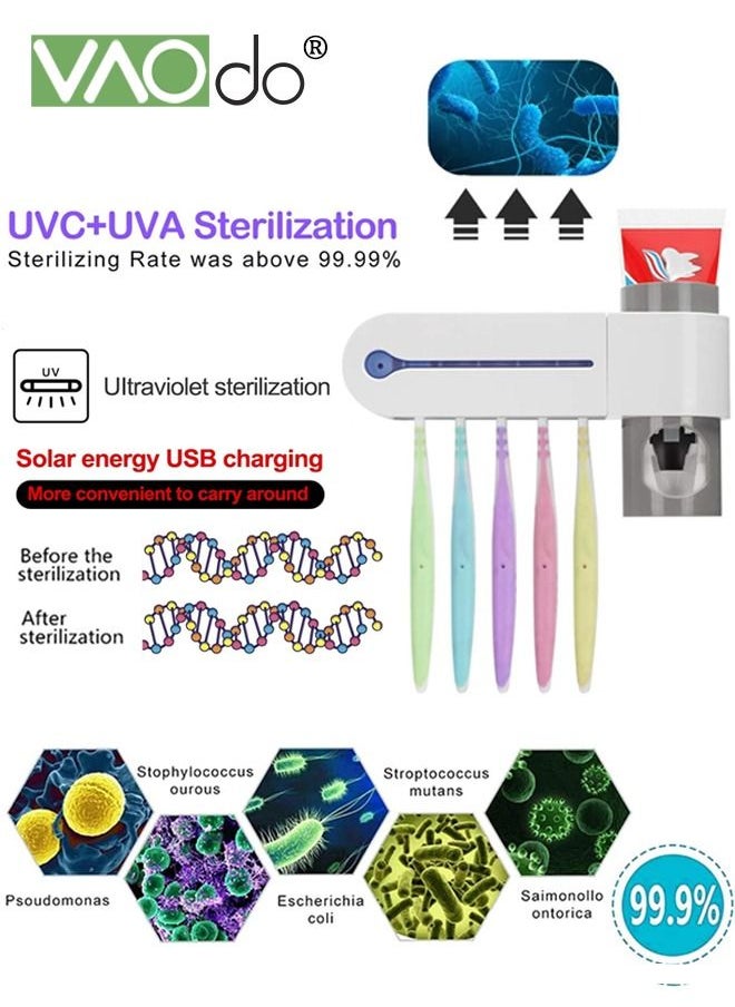 VAOdo UV Toothbrush Sanitizer Holder Sterilizer for All Toothbrushes Wall Mount Sticker Plus Toothpaste Dispenser Wireless for Family Bathroom Kids  - Image 3