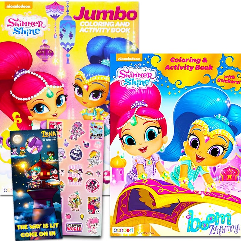 Bendon Publishing Shimmer and Shine Coloring Book Bundle Set 2 Books Over 50 Stickers Crayons and Licensed Little Princess Stickers Shimmer and Shine Party Supplies - Image 3