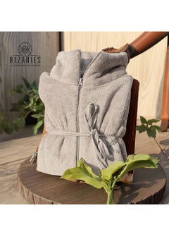 RIZARIES RIZARIES Luxury Bathrobe - Soft Fleece Zipper Robe - Water Absorbing - Off White- Unisex  - Image 1