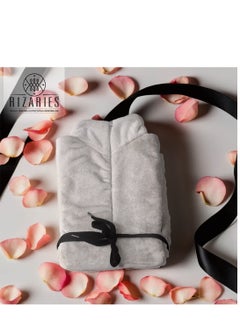 RIZARIES RIZARIES Luxury Bathrobe - Soft Fleece Zipper Robe - Water Absorbing - Off White- Unisex  - Image 3