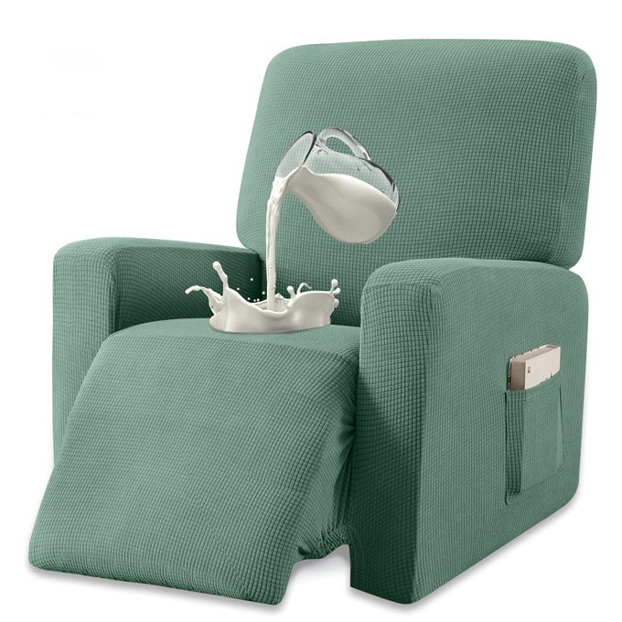 PREMIUM WATER REPELLENT RECLINER CHAIR COVER HIGH STRETCH JACQUARD FABRIC RECLINER SLIPCOVER WITH POCKETS RECLINER MATCHA GREEN