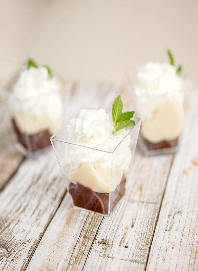 supernal 100pcs Square Plastic Dessert Cups (4oz) with 100pcs Mini Gold Spoons, Plastic Parfait Appetizer Cup, Medium Clear Dessert Cups Perfect for Cakes, Ice Cream, Desserts Appetizers - Image 3