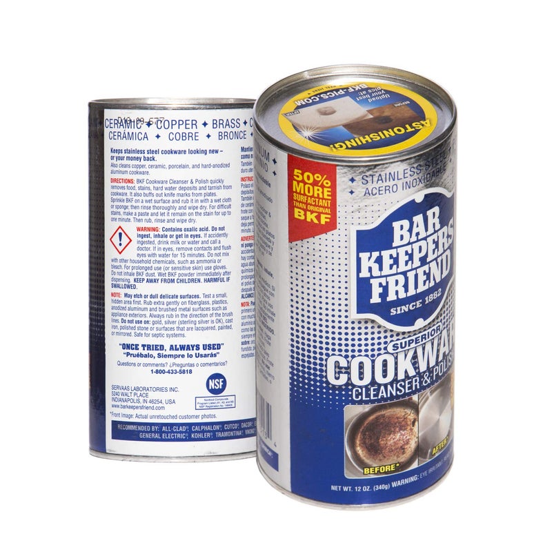 Bar Keepers Friend Cookware Cleanser & Polish (12 oz) - Cleaner, Degreaser & Stain-Remover - for Use on Stainless Steel and Copper Pots, Pans and Utensils, Glass Casserole Dishes and More (6) - Image 4