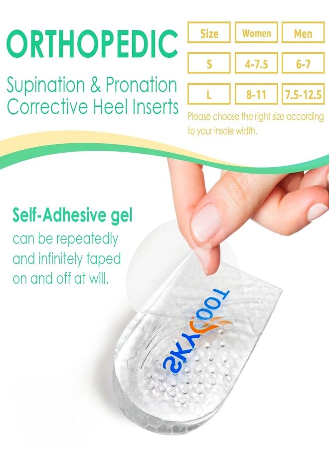 Skyfoot 2 Pairs Heel Wedges for Over Supination & Over Pronation, Re-Usable Adhesive Medial & Lateral Corrective Heel Inserts for Foot Alignment, Bow Legs (Clear, Large: Women 8-11 | Men 7.5-12.5) - Image 4