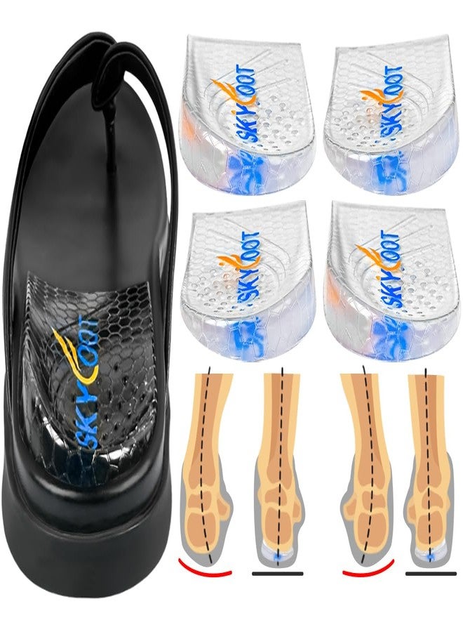 Skyfoot 2 Pairs Heel Wedges for Over Supination & Over Pronation, Re-Usable Adhesive Medial & Lateral Corrective Heel Inserts for Foot Alignment, Bow Legs (Clear, Large: Women 8-11 | Men 7.5-12.5) - Image 1