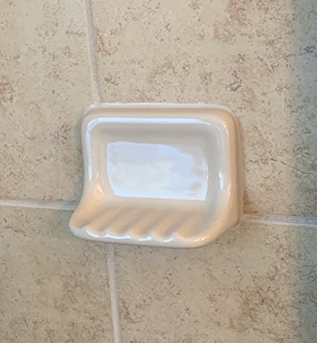 Tenedos Bone Almond Ceramic Soap Dish Holder for Bathroom Wall, Glazed Finish, Easy Tile Adhesion Install, Not for Flat Surface, Durable & Elegant - Image 4