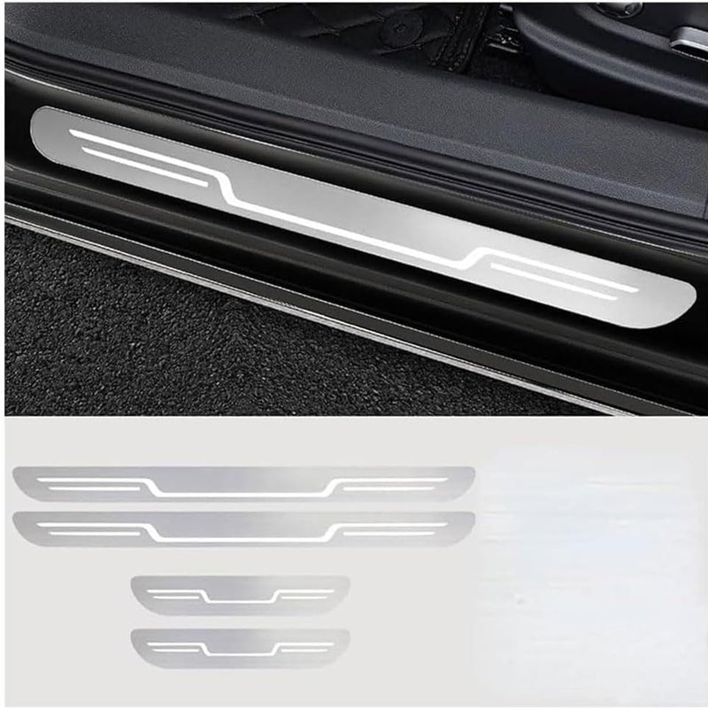 4Pcs Car Door Sill Protector for Fiat Egea Station Wagon (358) 2020-, Anti-Scratch Door Entry Guard Protective Film, Auto Scuff Plate Cover Accessories,Silver - Image 2
