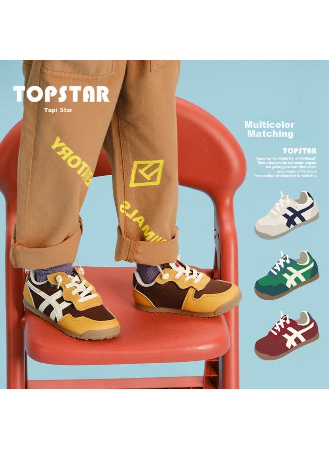 Topstar Kids Sports Shoes Spring New Boys Non-slip Soft Sole Sneakers Girls Casual Shoes Brown Size 24 - Image 1