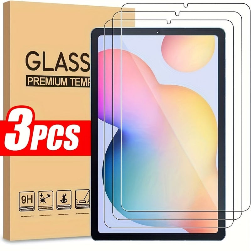 3 Screen Protectors for Galaxy Tab S6 Lite 10.4 Inch HD Tempered Glass 9H Hardness - Image 1