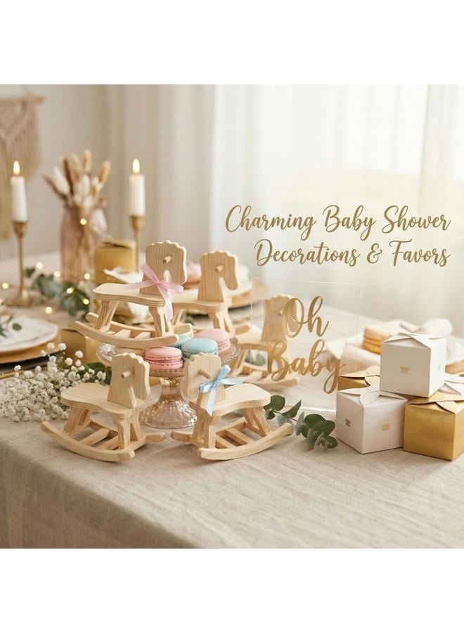 Toddmomy Mini Wooden Rocking Horse 3 Sets Unfinished Wooden Rocking Horse Figurine Wooden Christmas Tree Decorations Ornaments for DIY Craft Painting - Image 3