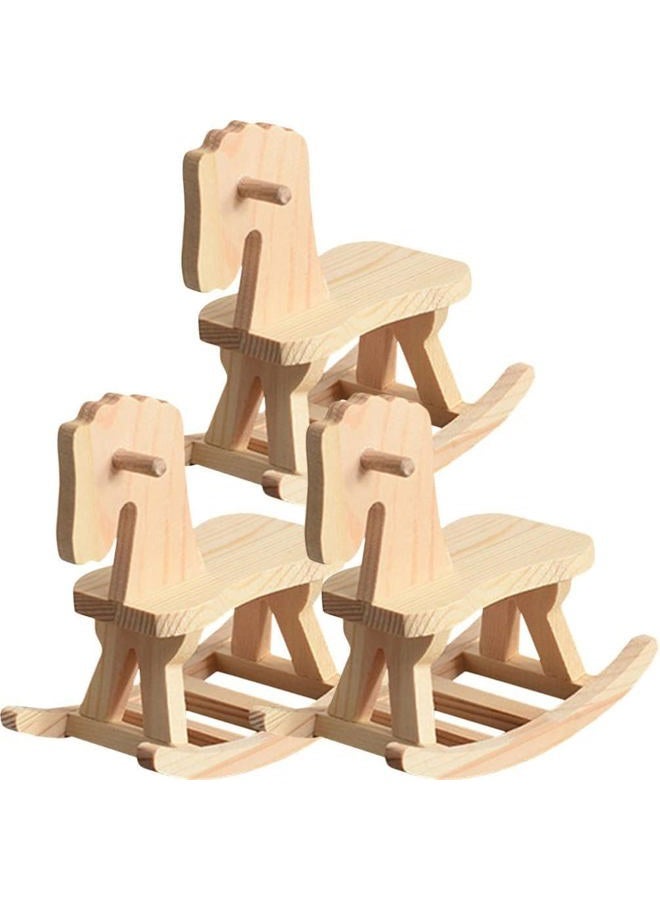 Toddmomy Mini Wooden Rocking Horse 3 Sets Unfinished Wooden Rocking Horse Figurine Wooden Christmas Tree Decorations Ornaments for DIY Craft Painting - Image 1