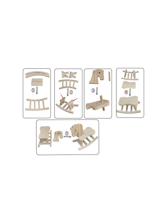 Toddmomy Mini Wooden Rocking Horse 3 Sets Unfinished Wooden Rocking Horse Figurine Wooden Christmas Tree Decorations Ornaments for DIY Craft Painting - Image 5