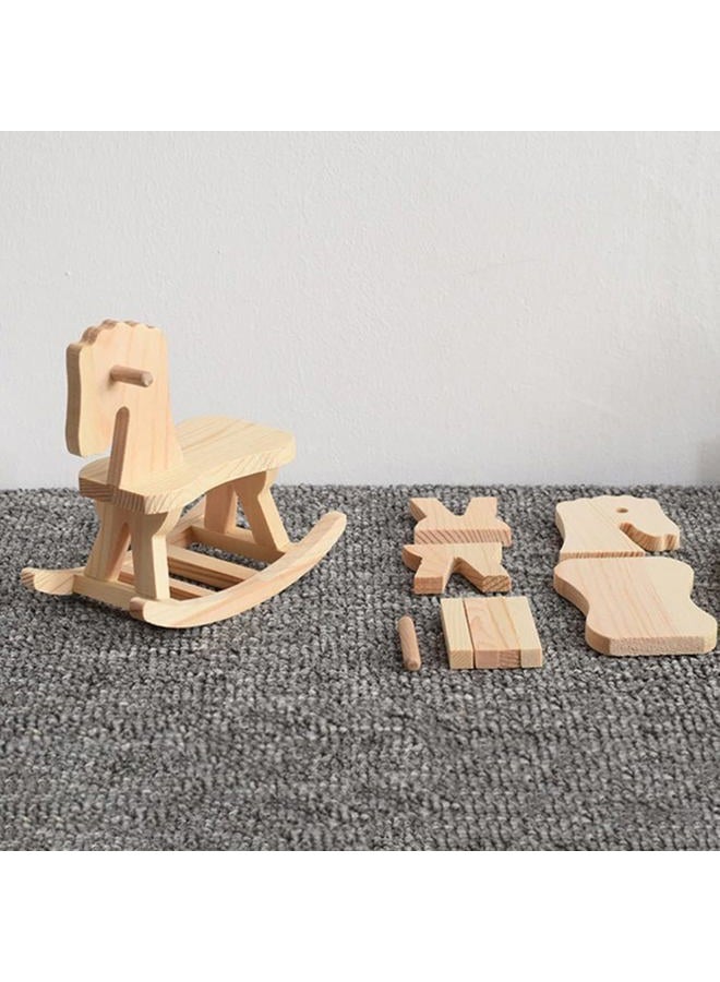 Toddmomy Mini Wooden Rocking Horse 3 Sets Unfinished Wooden Rocking Horse Figurine Wooden Christmas Tree Decorations Ornaments for DIY Craft Painting - Image 2
