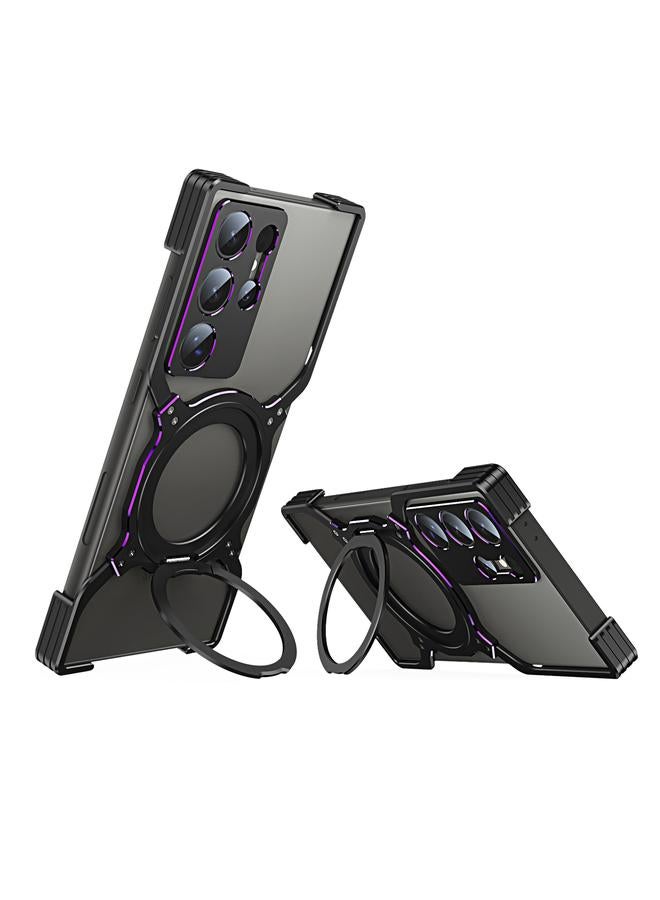 اس-توب جراب لهاتف Samsung Galaxy S24 Ultra 5G مزود بذراع ميكانيكي بدون حواف وحامل MagSafe معدني - Image 1