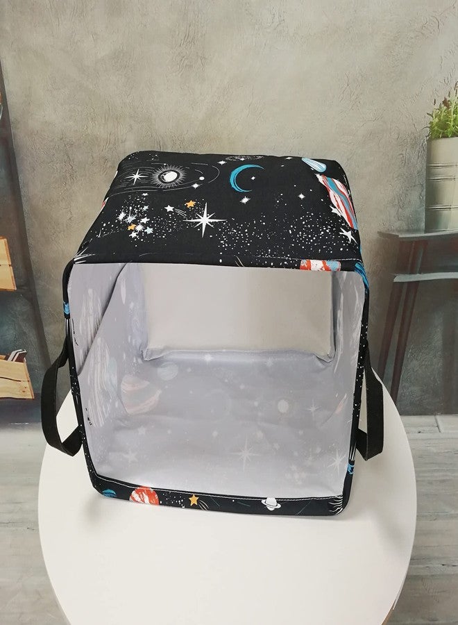 DUYIY Rectangle Kids Gift Storage Basket Shelf Storage Basket Organizer Box Clothes Laundry Hamper Toys Nursery Basket Baby Laundry Basket with Handles(REC-Black Planet) - Image 3