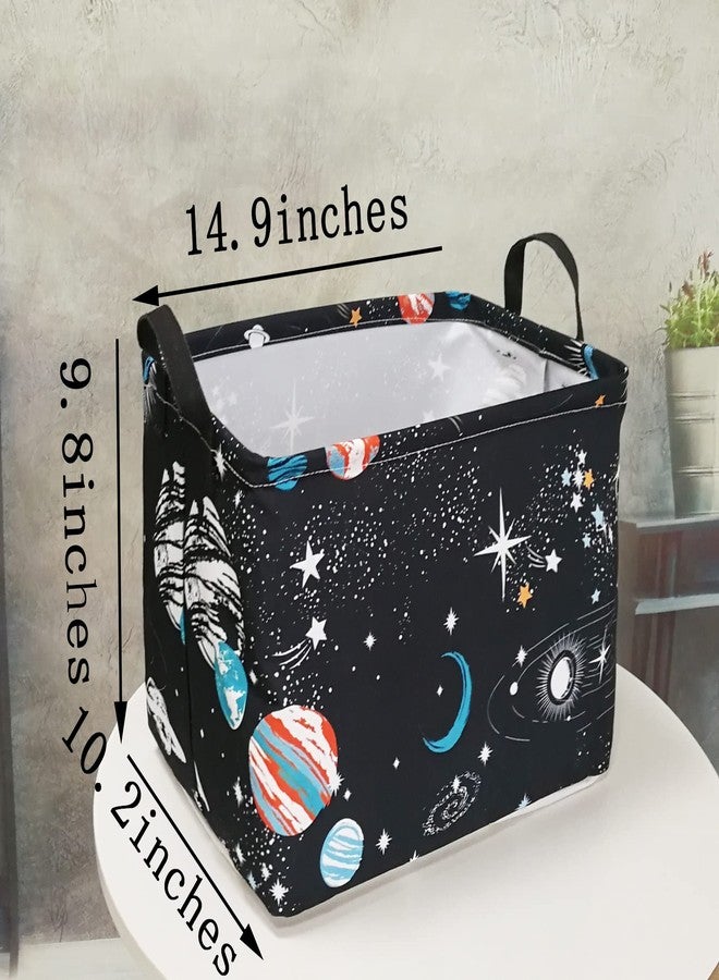 DUYIY Rectangle Kids Gift Storage Basket Shelf Storage Basket Organizer Box Clothes Laundry Hamper Toys Nursery Basket Baby Laundry Basket with Handles(REC-Black Planet) - Image 2