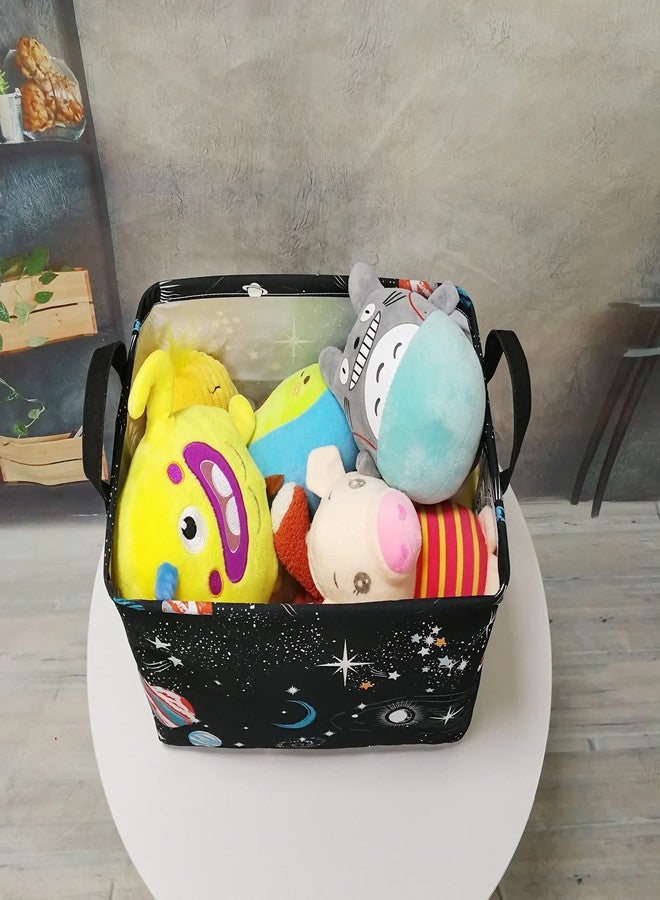 DUYIY Rectangle Kids Gift Storage Basket Shelf Storage Basket Organizer Box Clothes Laundry Hamper Toys Nursery Basket Baby Laundry Basket with Handles(REC-Black Planet) - Image 4