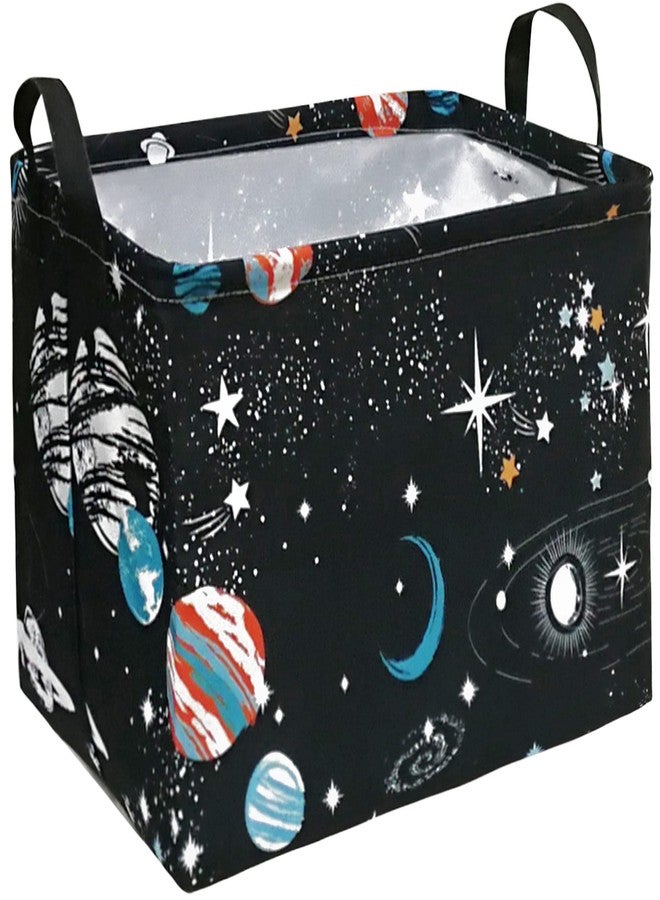 DUYIY Rectangle Kids Gift Storage Basket Shelf Storage Basket Organizer Box Clothes Laundry Hamper Toys Nursery Basket Baby Laundry Basket with Handles(REC-Black Planet) - Image 1