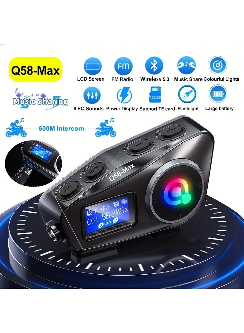 Mauten Motorcycle Helmet Bluetooth Headset Helmet Intercom, Motorbike Helmet Speaker with Display, 2 Riders Noise Cancellation Speakers Communication Systems Motorcycle Riding/ski/Cycling/Sports（1PC） - Image 2