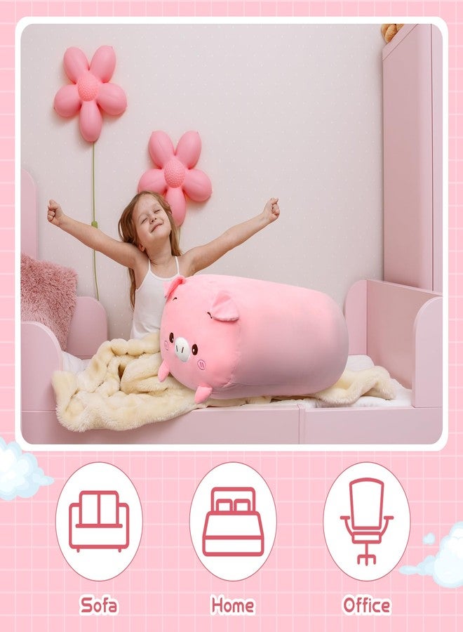 Woanger 35.4 Inches Pig Plush Pillow Cute Pink Soft Pig Plush Body Pillow Cylindrical Body Giant Stuffed Animal Large Kawaii Cartoon Hugging Toy Gifts Birthday Bedding Sleeping - Image 4