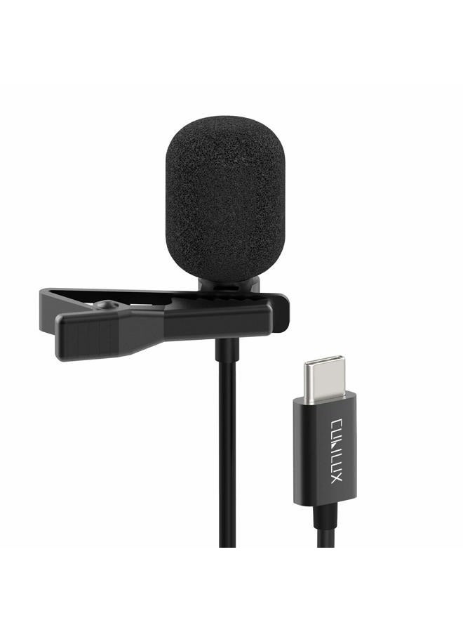 Cubilux ميكروفون عنق USB-C، ميكروفون صغير من نوع C متوافق مع MacBook، iPhone 16 Pro Max، iPad 10، iPad Pro، iPad Air 5/4، Samsung S24/S23، Tab S8/S7، Pixel 8/7 Pro، بطول 5 أقدام - Image 1