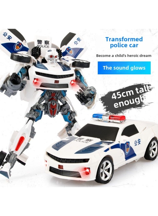 Jinjiang Deformation Toy Optimus Hornet Large Police Car Sound And Light Version King Kong Car Robot Boy Hand Toy-Color:Foreign Police Car  Sound And Light Version - Image 2