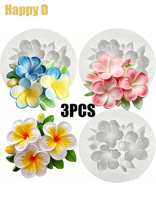 Happy D 3-piece set 3D flower silicone molds, candle molds, chocolate, cake, cupcake decoration molds, for DIY soap, wax, resin, polymer clay crafts - Image 1