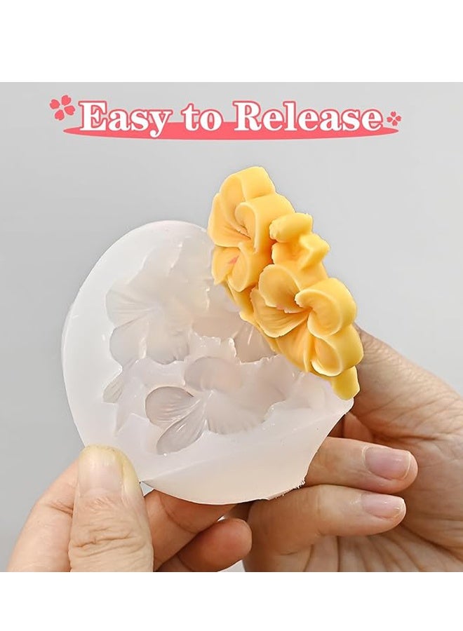 Happy D 3-piece set 3D flower silicone molds, candle molds, chocolate, cake, cupcake decoration molds, for DIY soap, wax, resin, polymer clay crafts - Image 2
