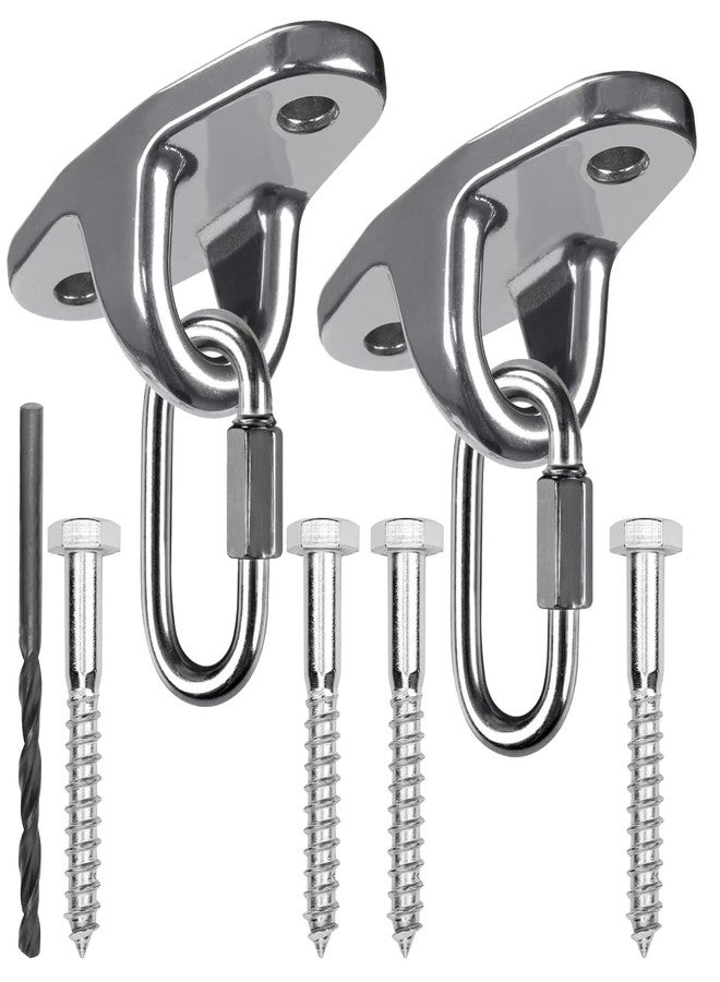 WWFFEN 2-Pack Stainless Steel Heavy Duty Swing Hanger, Eye Hooks with Brackets Wooden and Concrete Bolts 2000 lb Capacity Playground Porch Yoga Seat Trapeze SwingSets Indoor Outdoor - Image 1