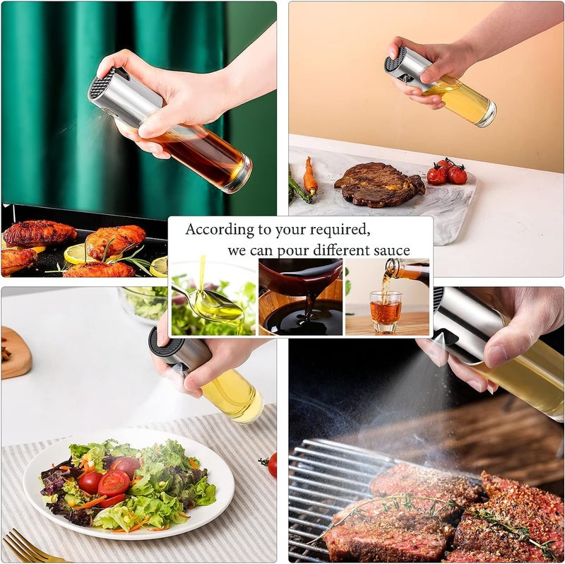 Jyot Creation 100ML Oil Sprayer Bottle for Cooking Baking Roasting Grilling FoodGrade Oil Mister Glass Spray Bottle for Kitchen with Silicone Oli Brush or Spatula With Silicone Funnel Pack Of 4 - Image 2