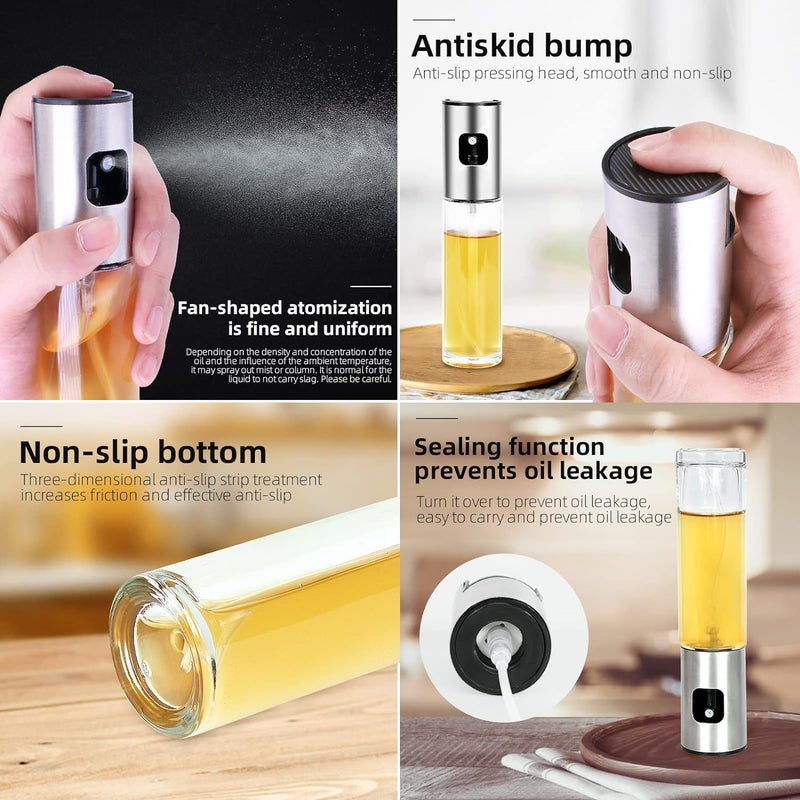 Jyot Creation 100ML Oil Sprayer Bottle for Cooking Baking Roasting Grilling FoodGrade Oil Mister Glass Spray Bottle for Kitchen with Silicone Oli Brush or Spatula With Silicone Funnel Pack Of 4 - Image 5