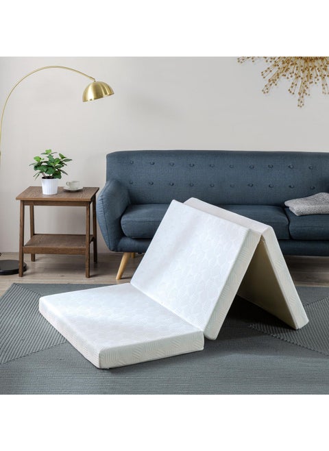 Comfy White Folding Portable 180x 90x 7Cm Mattress With Cotton Knitted Fabric