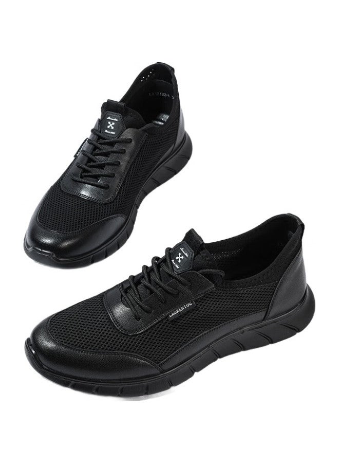 LAORENTOU Men'S Breathable Flyknit Lightweight Travel Outdoor Running Shoes La12122 Black 40 - Image 3