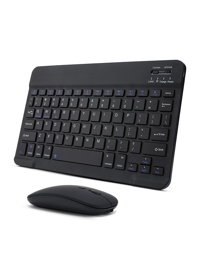 O Ozone Ultra-Slim Bluetooth Keyboard & Mouse Combo Rechargeable Portable Wireless Keyboard Mouse Set for Android Tablet iPhone iPad Computer PC Laptop- Black  - Image 1