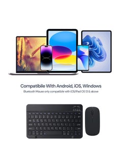 O Ozone Ultra-Slim Bluetooth Keyboard & Mouse Combo Rechargeable Portable Wireless Keyboard Mouse Set for Android Tablet iPhone iPad Computer PC Laptop- Black  - Image 3