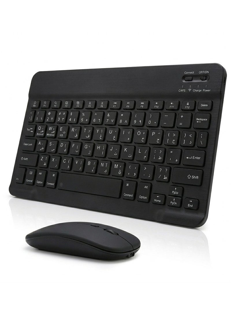 O Ozone Ultra-Slim Bluetooth Keyboard & Mouse Combo Rechargeable Portable Wireless Keyboard Mouse Set for Android Tablet iPhone iPad Computer PC Laptop- Black - Image 1