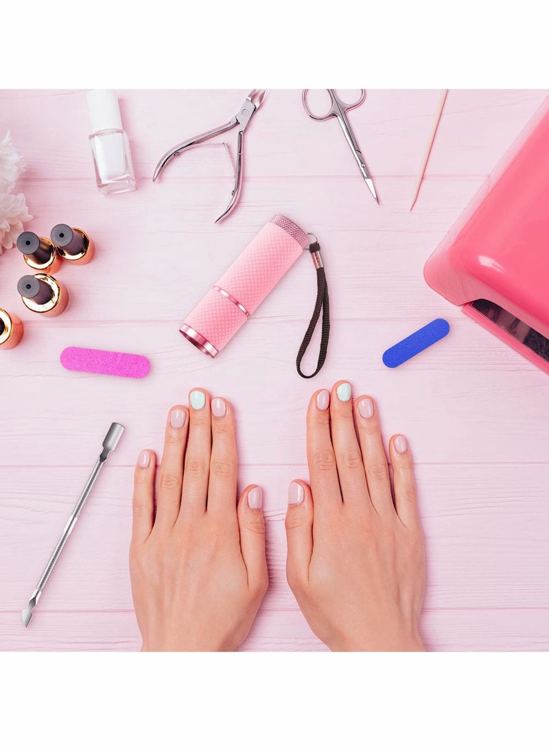 Mini UV LED Nail Lamp for Gel Nails with 9 LED and Nail Cuticle Pusher, Portable Gel LED UV Nail Lamp Stainless Steel Manicure Tool with 2 Pieces Nail Files for Girl Woman Home (Pink) - Image 4