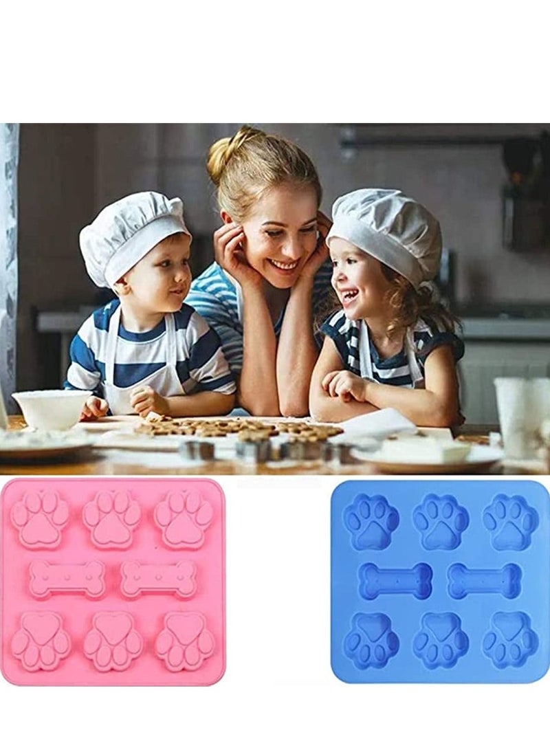 KASTWAVE Silicone Puppy Treat Molds, Puppy Dog Paw and Bone Baking Molds for Chocolate, Candy, Jelly, Biscuits, Cube, Dog Treats— 2 Pack - Image 2